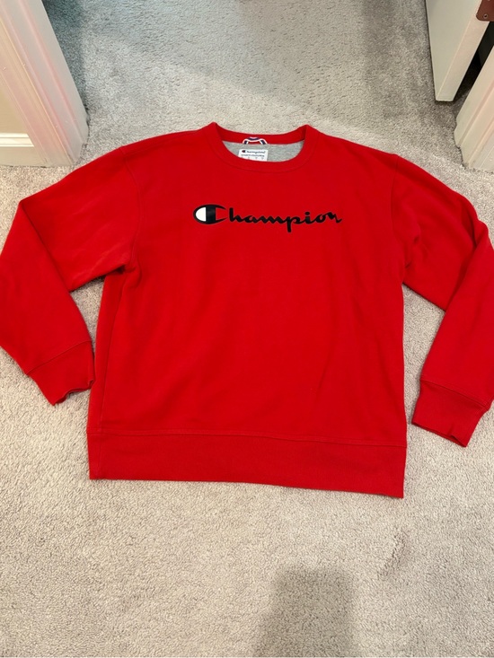 Champion Other - Champion Bright Red Crewneck with Script Logo